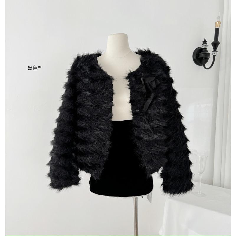 Осенне-зимняя новая женская элегантная короткая утолщенная искусственная шуба S чёрный