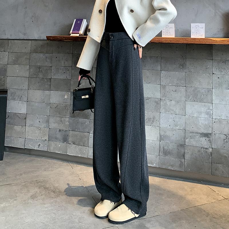 

Серые брюки-бананы, женские новые зимние повседневные шерстяные спортивные брюки, свободные брюки с драпировкой, прямые, широкие штанины 2XL