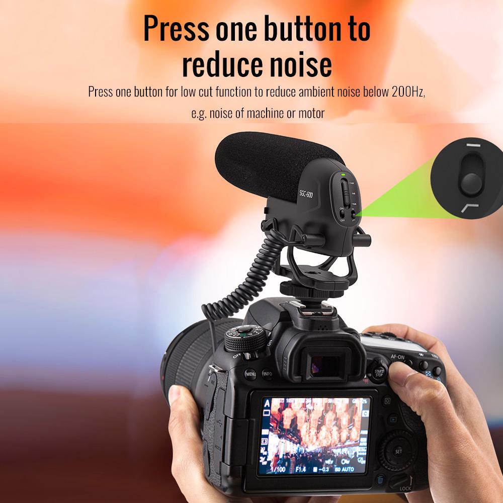 Camera Microphone Portable Low Cut Function Video Microphone for Recording  view