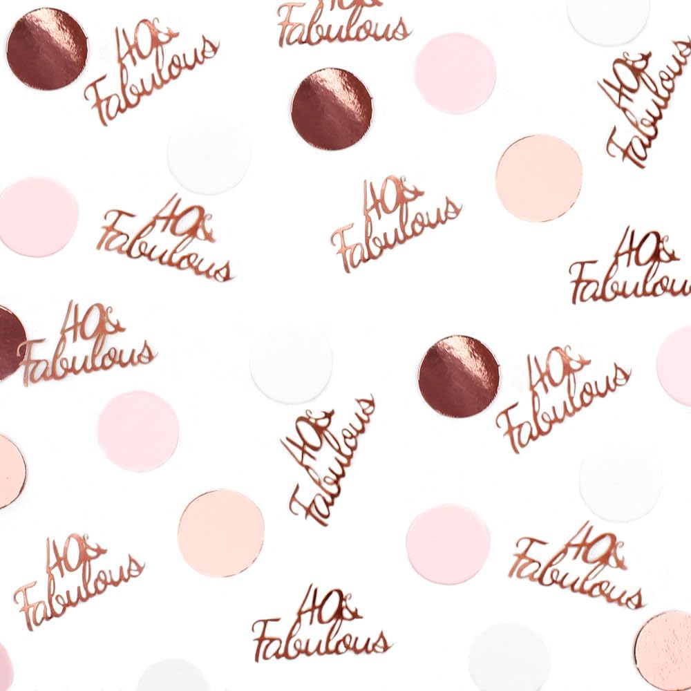 Rose Gold 40th Birthday Decorations - Forty & Fabulous Happy Birthday Confetti Cheers to 40 Years Old Party Supplies 300PC