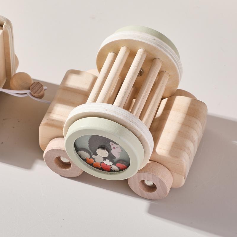 Kids Wooden Rail Train Toy Children Assembled Building Block Toy Newborns Early Educational Aid Toys Montessori Finger Fine Game