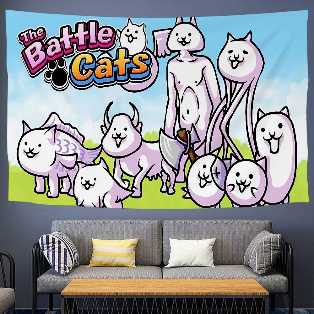Arazzo Cartoon Gatto da Battaglia Arte Fantascienza Stanza Arredamento Casa Appeso a Parete Teli