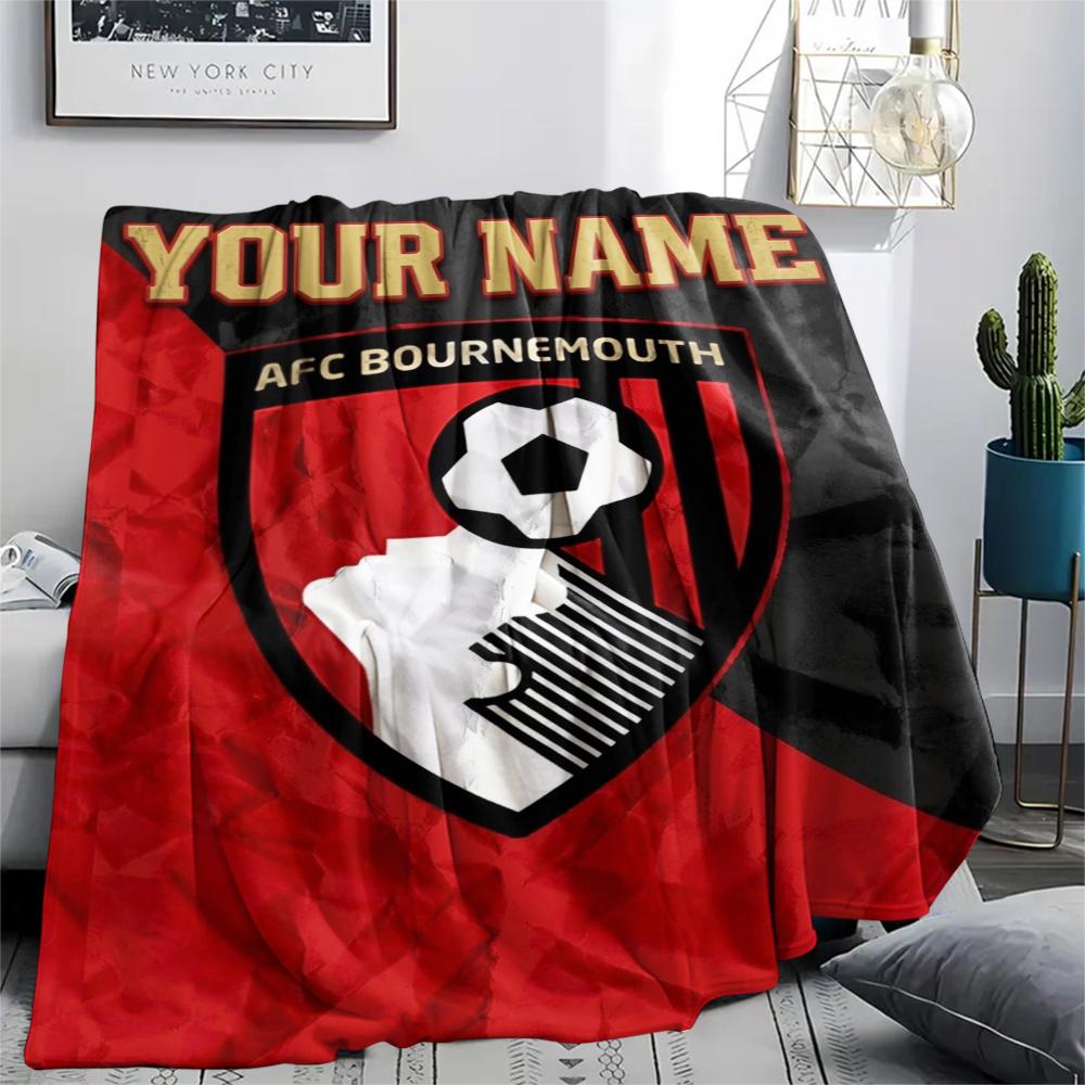 1PC Custom Name Afc Bournemouth Patterned Flannel Blanket Suitable For All Seasons for Home Decor Warmth and Comfort Gifts Holiday Present