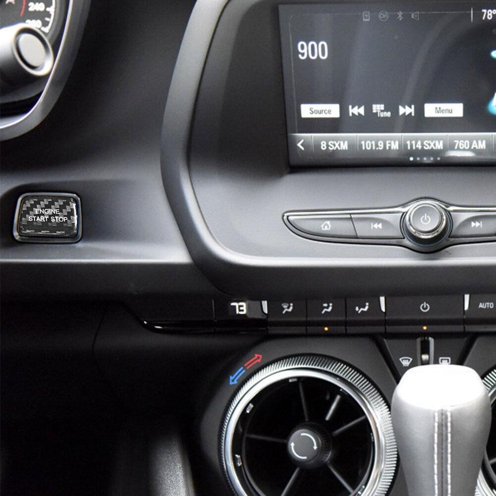 Carbon Fiber Engine Start Stop Button Trim Fit For Chevrolet Camaro 2016-