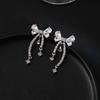 Delicate Bow Tassel Earrings, Diamond-Set Creative Design, High-End Sweet Earrings For Women