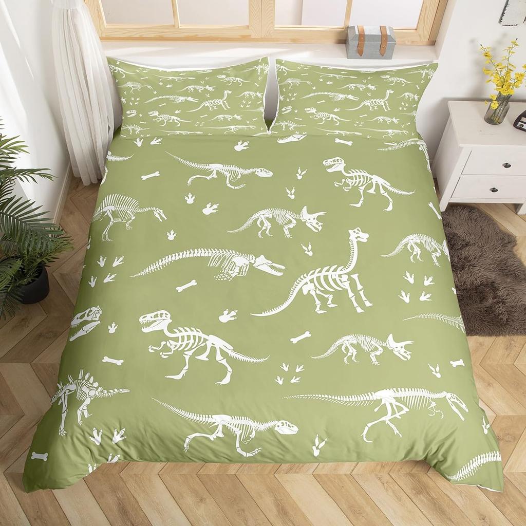 Jurassic Duvet Cover Sets Lightweight Quilt Covers Bedroom Decor Dinosaurs Illustrations Skeleton Biology Historic Bedding Sets