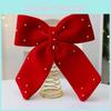 Bow Flannel Red Tree Topper With Embellished Star For Christmas Celebration