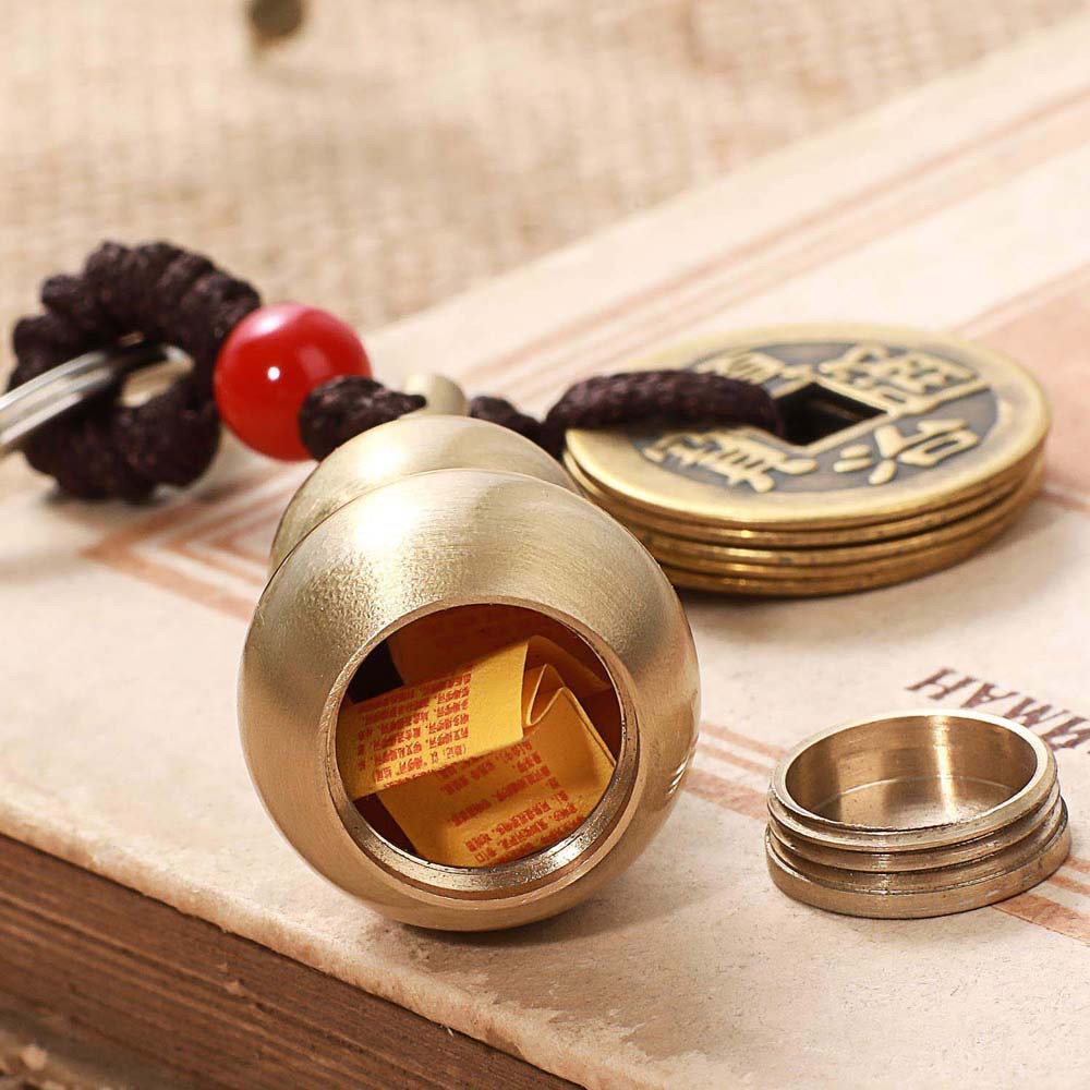Lucky Rope Blessing Paper Car Accessories Brass Money Car Key Chain Bag Keychain Keyfob Key Rings