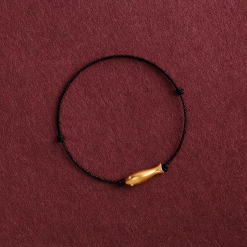 

Універсальний браслет з червоної нитки Браслет з рибкою Кої на удачу для жінок чоловіків Прості регульовані браслети-амулети Ювелірні вироби Подарунки чорний