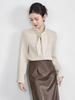 Tencel Wool Rabbit Ear Collar Lace-up Long Sleeve Women's Shirt for Autumn/Winter