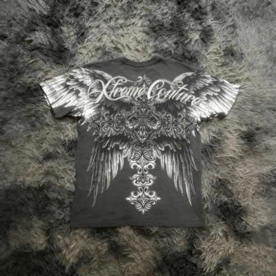 Summer Men's T-shirt Vintage Gothic Skull Cross Wing Print Tees Round Neck T-shirt Outdoor Street Style Top Casual Women's Clothing