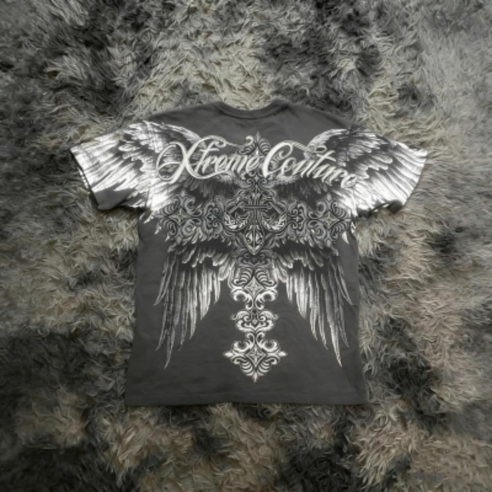 

Summer Kids T-shirt Vintage Gothic Skull Cross Wing Print Tees Round Neck T-shirt Outdoor Street Style Top Casual Boy and Girl s Clothing 100