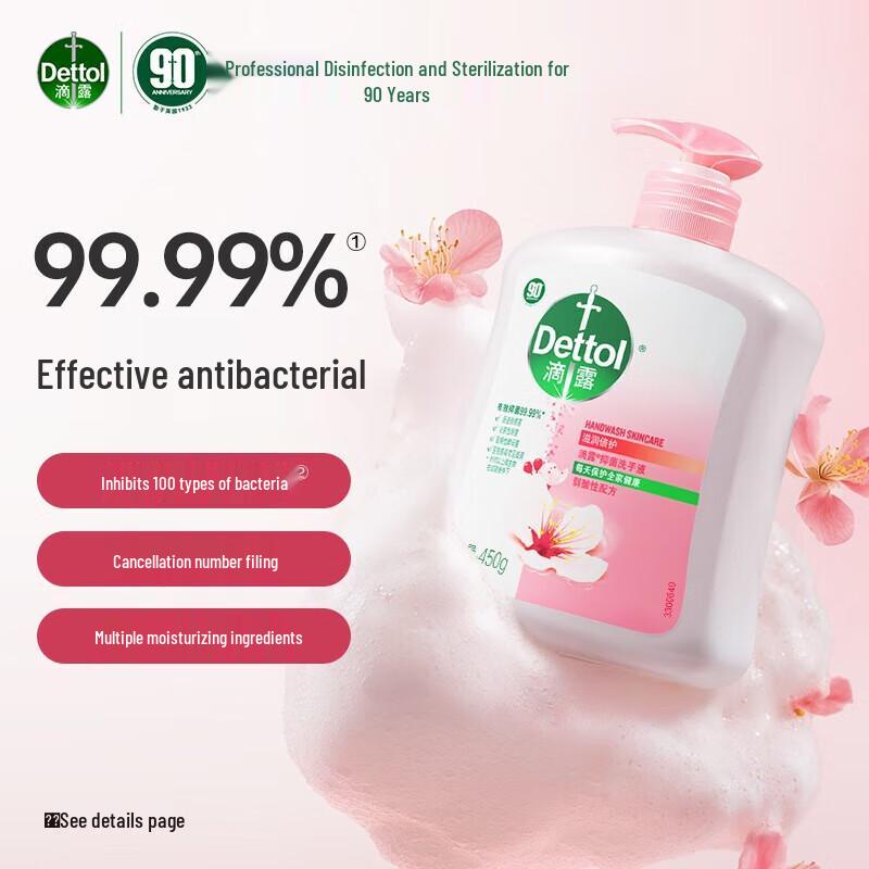 Dettol Moisturizing Antibacterial Hand Wash, Floral, 2x450g