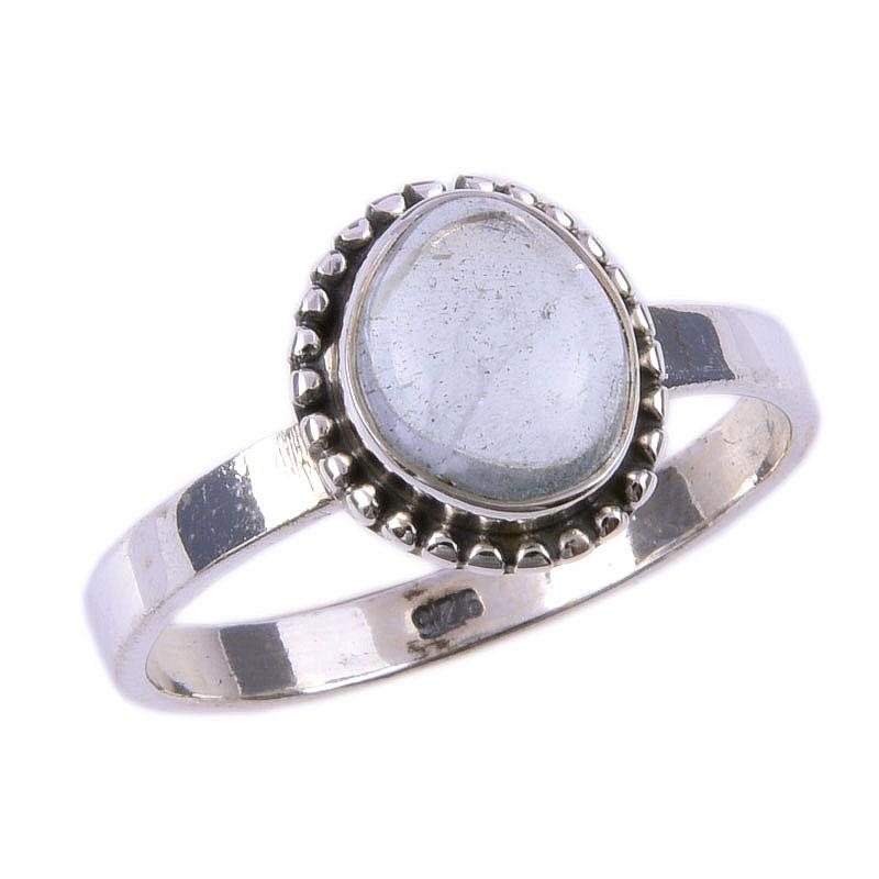Natural Aquamarine Gemstone Handmade 925 Solid Sterling Silver Ring Size 9 b7A70