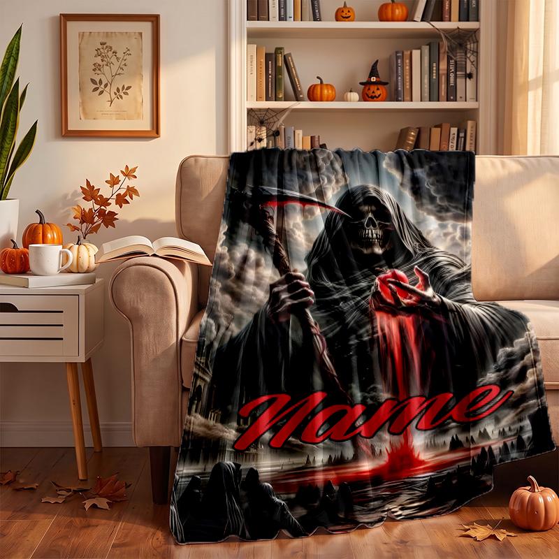 Dark Gothic Custom Flannel Blankets Soft Warm Cozy Throws for Home Decor Holiday Gifts