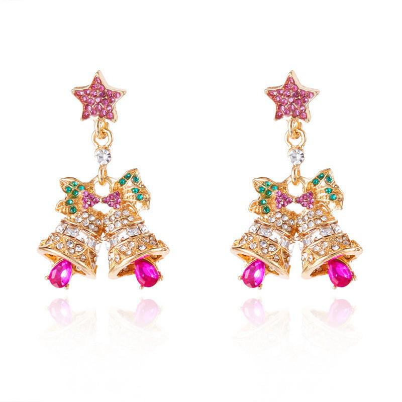 Colorful Rhinestone Snowflake Christmas Tree Earrings: Fashionable and Versatile Winter Jewelry for Women