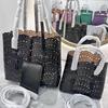 New cowhide leather high-end hollow vegetable basket bucket bag tote bag one shoulder crossbody handbag women