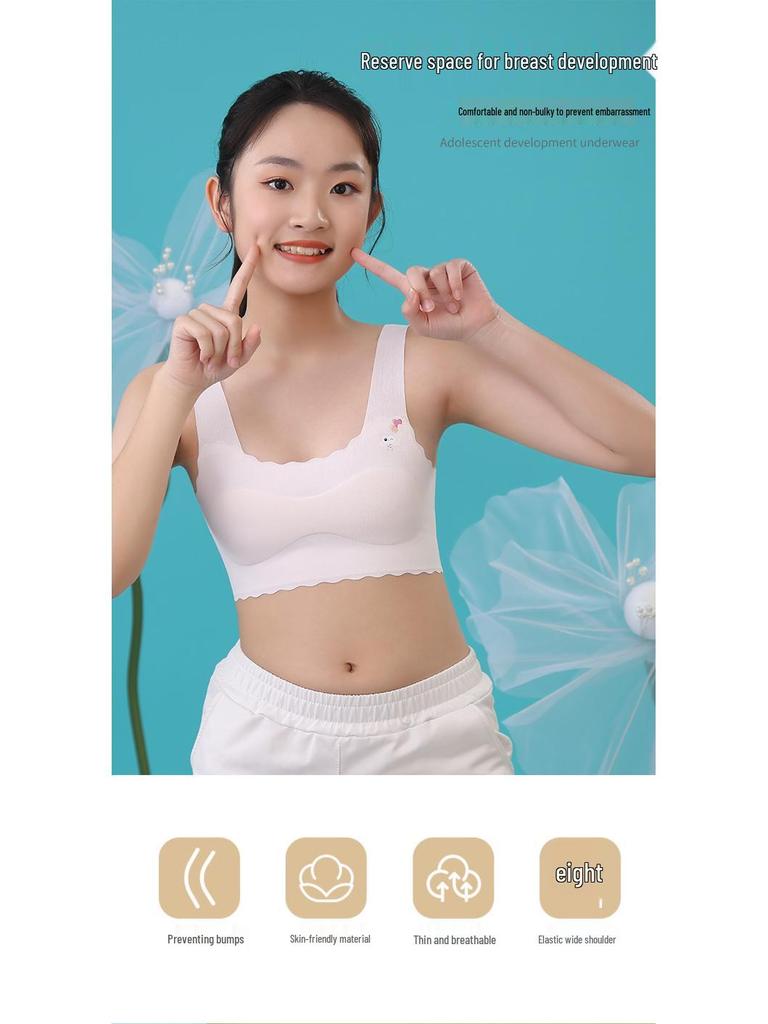 Ice Silk Girls' Training Bra - Junior High Sports Vest for Puberty
