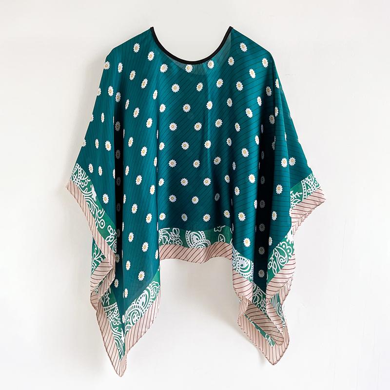 

Пончо Накидка Тонкий Шарф Женский Имитация Шелка Пуловер Универсальные Шарфы Шали Одежда для Защиты от Солнца Летняя Пляжная Одежда