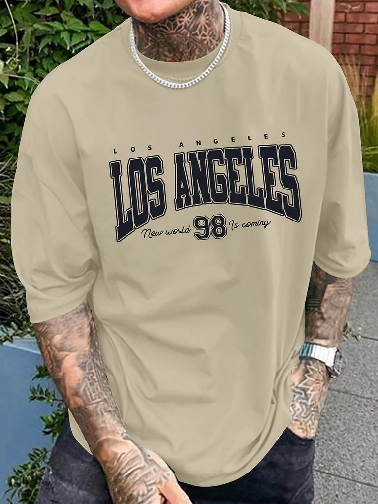 Pánské tričko s potiskem LOS ANGELES 98, ležérní letní tričko s krátkým rukávem