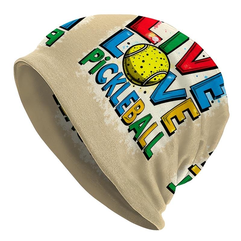 1 Unisex Street Style Sports-Themed Knit Hat - Vibrant "Live Love Pickleball" Pattern, Durable Knitted Fabric, Comfortable Stretch Fit, Casual Outdoor