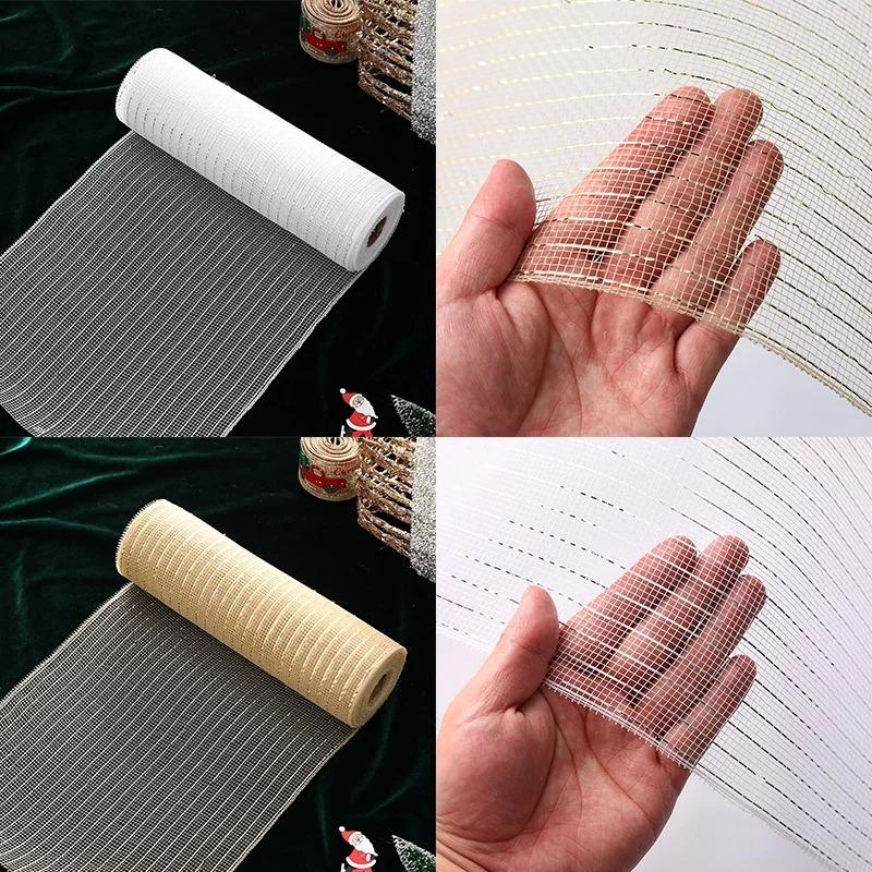 Frohe Weihnachten Dekoration Band Weihnachtsbaumschmuck Netz Tüll Rolle Stoff Anhänger für Zuhause Weihnachtsgeschenke Neujahr 2026 Deko