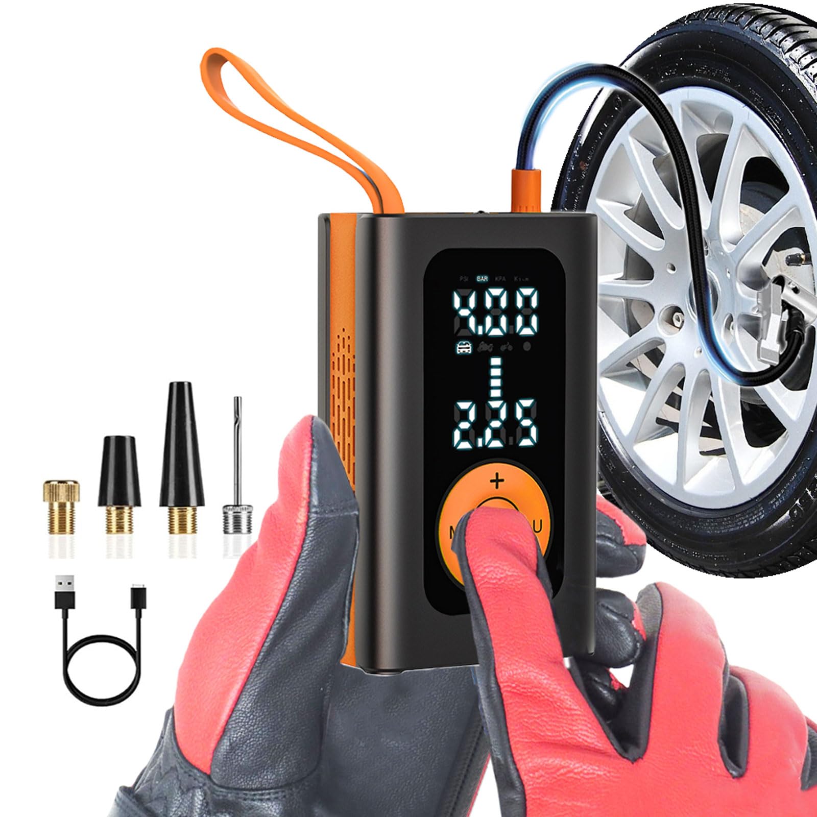 

MAXWIN Electric Air Electric Air Compressor with Auto Pressure Setting for Car Cross and Rechargeable LED SOS Maximum Pressure of 150 PSI Pump, чёрный