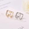 1Pc Women Rhinestone Double Layer Ear Cuff Clip On Earring Non Piercing Jewelry