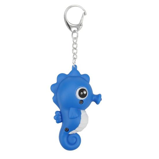

Cute Cartoon Seahorse Keychain with LED Light Key Ring Holder Bag Car Ornament синий