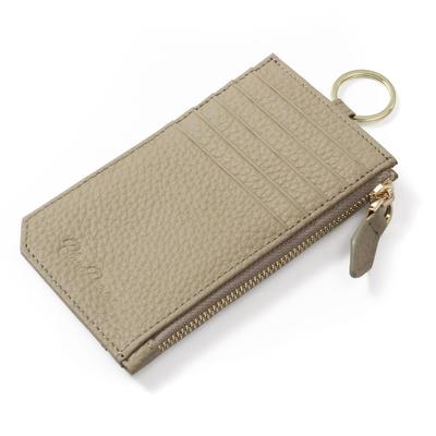 Blanc Pomme Mini-Geldbörse für Damen, Fragment-Etui, Ausweisetui, Echtes Leder, Leicht, Schlank, Stilvoll, Greige, bp-7005