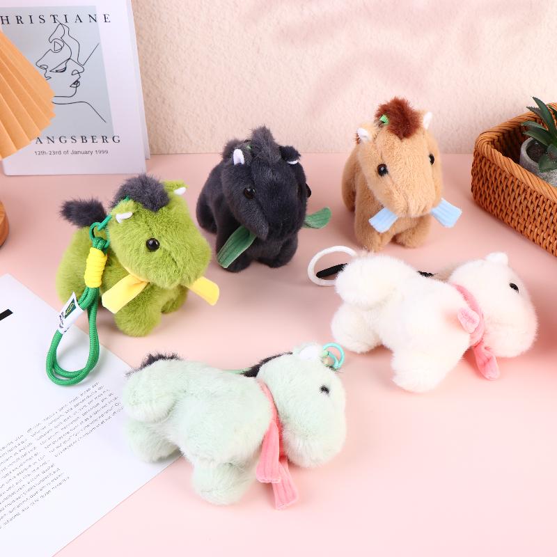Cartoon Horse Stuffed Keychain Keyring Stuffed Pony Pendant Cute Soft Simulation Horse Keychain Room Decoration Doll