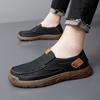 Fashion Large Size Spring And Autumn New Style Casual Shoes For Mens Large Size Beans Shoes Hand Sewn Leather Shoes Casual Flat Bottom