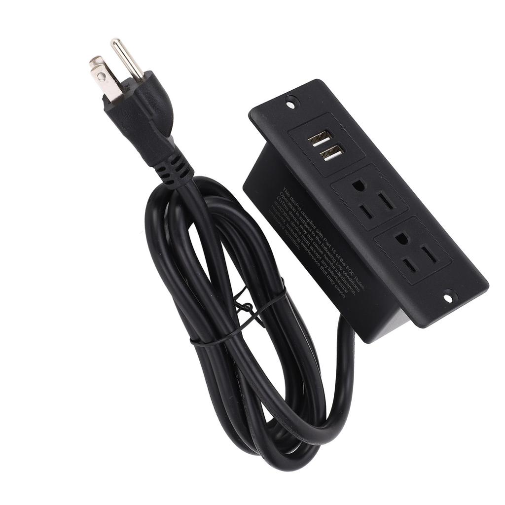 Conference Recessed Power Strip Table Furniture Outlet 2 AC Sockets 2 USB Ports 1.5m Cord
