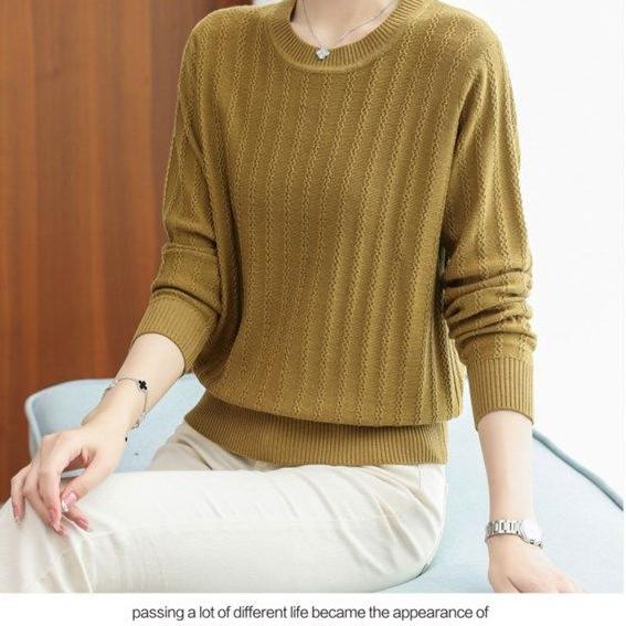 Fall Winter Women's Plus Size Sweater Short Crew Neck Knitwear Sweater Loose Pullover Knit Top Stretch Jumper