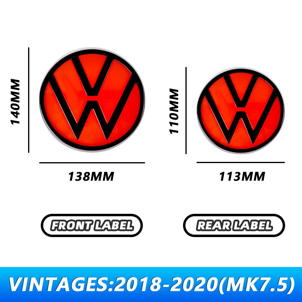 1 set ABS Replacement Style Front Grill Badge & Rear Trunk lid Emblem For VW Golf MK7 2014-2017 Golf MK7.5 2018-2020 Without CC QV6