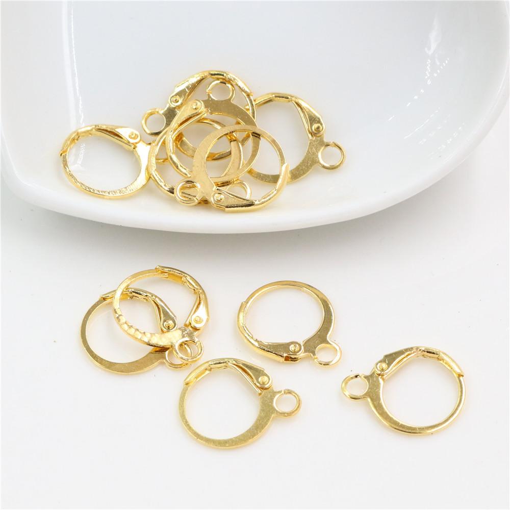 14x12mm 30pcs High Quality Silver Plated Rose Gold Color Rhodium Plated Brass French Earring Hooks Wire Settings Base Whole Sale