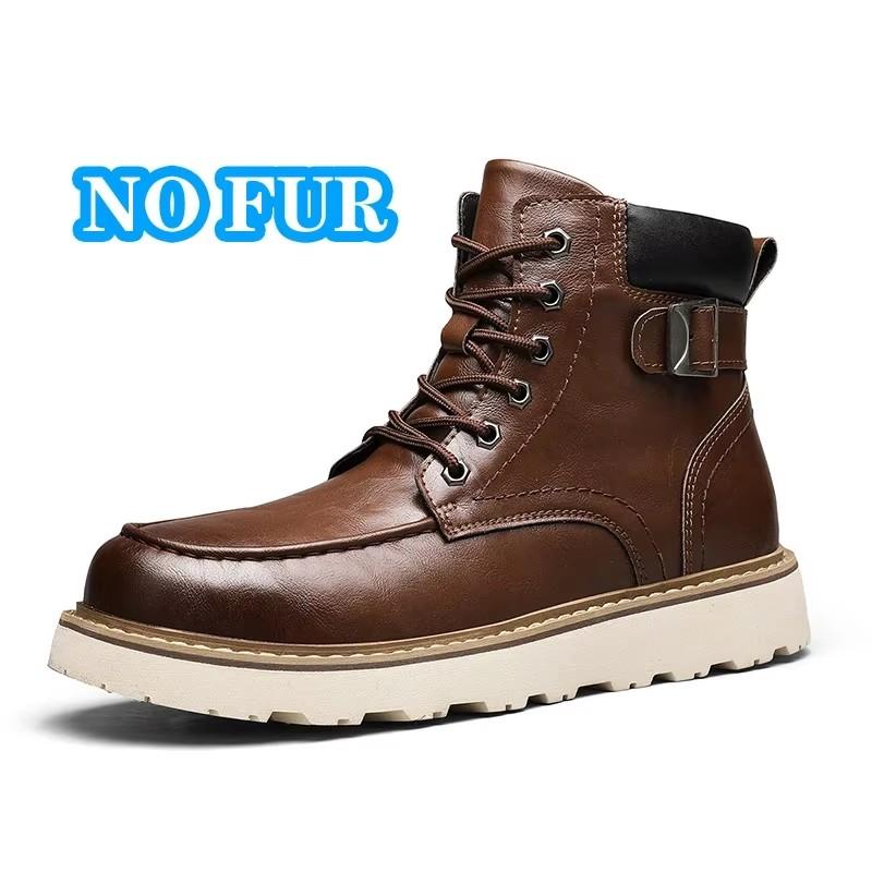 Fashion Outdoor Anti-slip Walking Shoe Travel Lace-Up Boots Comfort High Top Shoes  Ankle Boots Warm Winter Genuine Leather Men Boots
