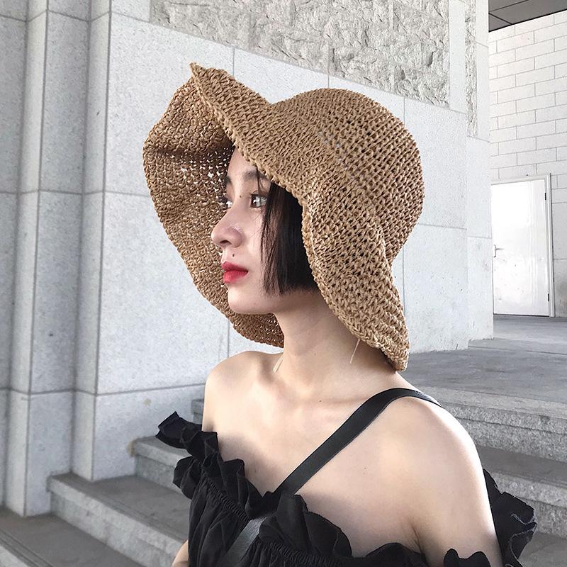 French Vintage Court-style Straw Fisherman Hat, Soft Girl Japanese Lace Straw Hat, Summer Sun Hat for Women
