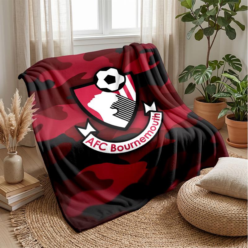 Bournemouth Football Print Flannel Blanket, Soft Warm Lightweight Throw Blanket for Sofa Bed Camping