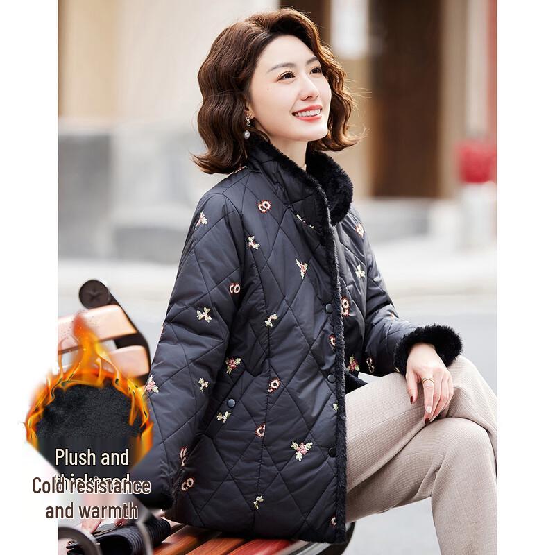 

Pasite Women s Plush Lined Winter Cotton Coat for Moms 3XL