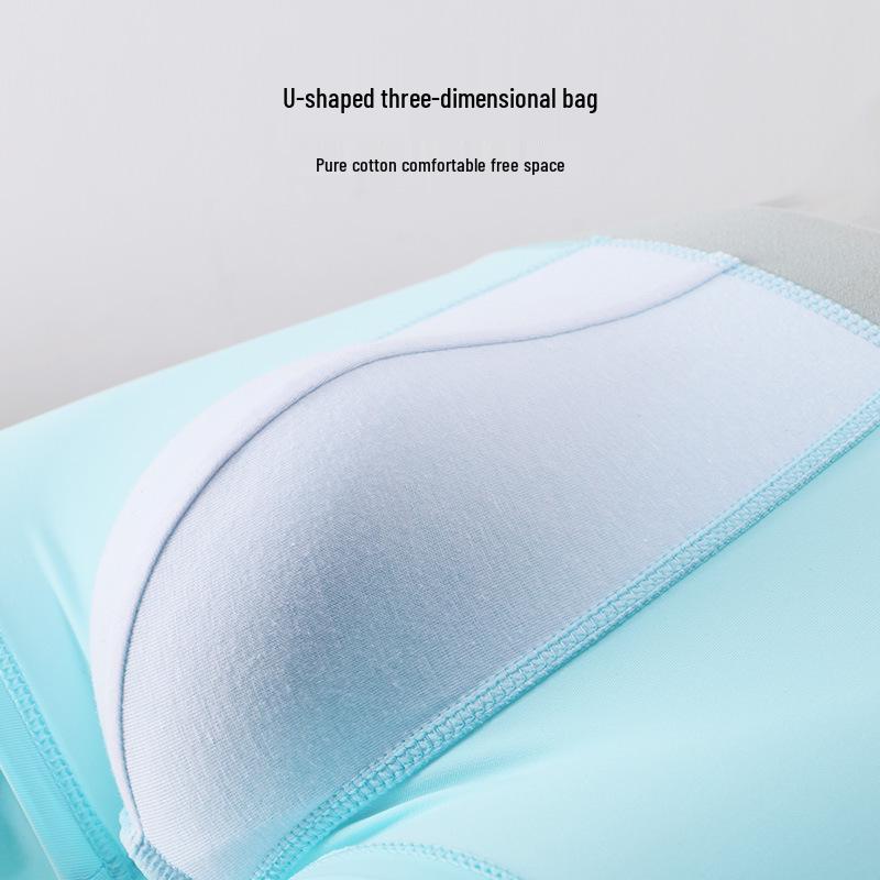 New Men's Summer Breathable Ice Silk Boxer Briefs Mid-Waist Underpants