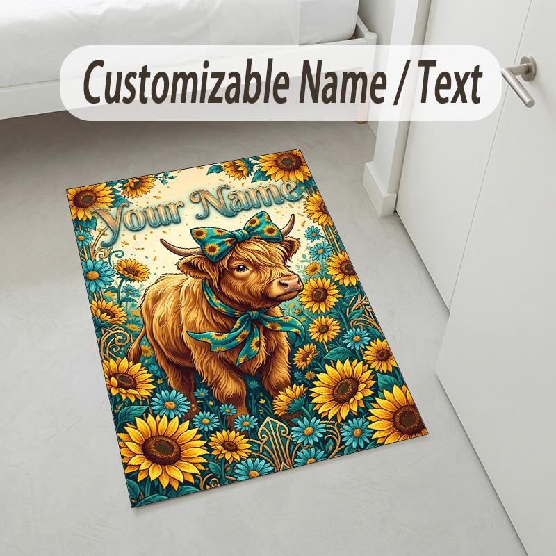 Cosmic Tree Theme Soft Crystal Velvet Rug Custom Name & Text Print Non Slip Floor Rug for Bedroom Living Room