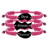 3-Piece Multicolor Puzzle Heart Best Friends Bangle Set, Titanium Steel Engraved