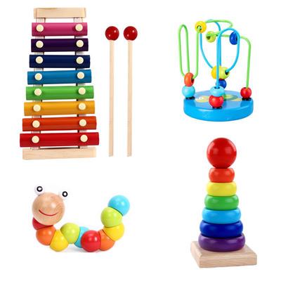 Montessori Wooden Toys Childhood Learning Toy Baby Colorful Wooden Blocks