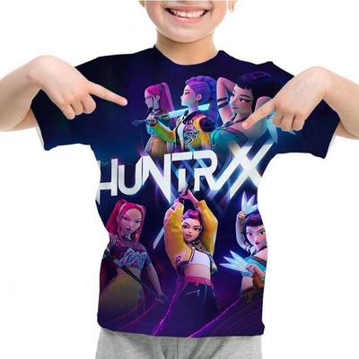 Koreanisches KPOP Hunter Girls Team Cartoon-Print Eltern-Kind-Outfit Rumimila Zoyi Jungen Kurzarm-T-Shirt