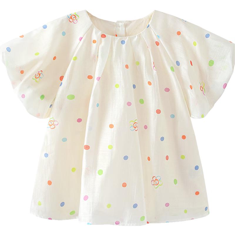 Minibala Girls' Polka Dot Puff Sleeve Top