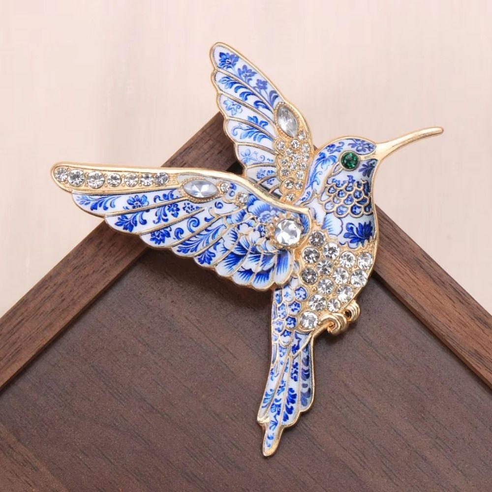 Classic Chinese Ceramic Lapel Pin Jingdezhen Style Jewelry Clothing Decoration
