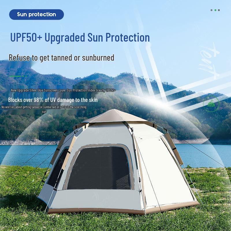 Instant Set-Up Hexagonal Tent: Multi-Person, Mosquito-Proof, Sun-Protected, Folding for Camping & Picnics.