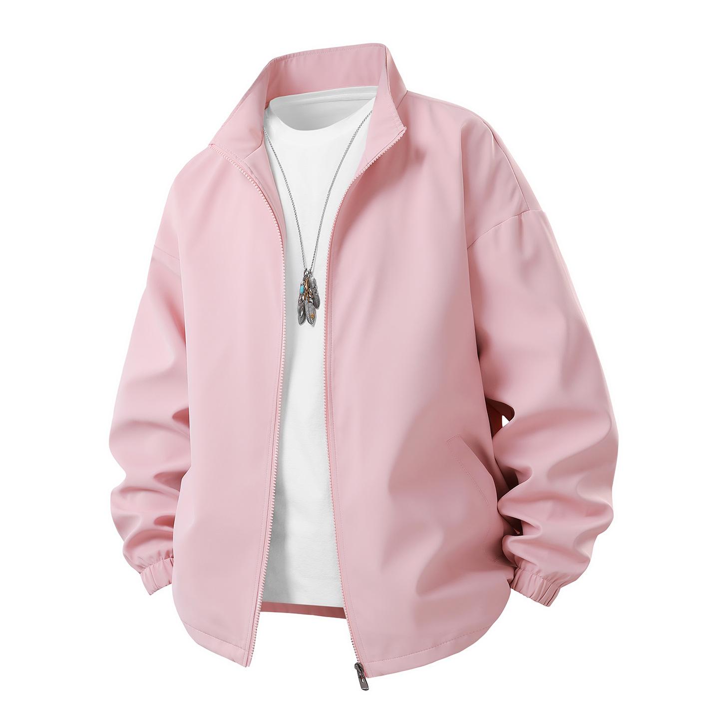 

Jacket Men s Spring and Autumn Clothes Casual Couple Baseball Jacket 3XL розовый