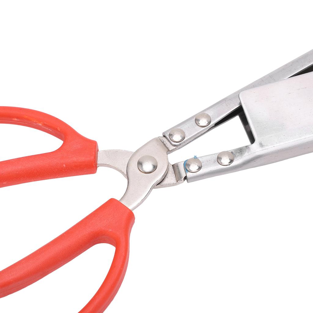 Crab Tongs Stainless Steel Plastic Handles 51cm Length Slot Tip Design Thicken Heat Resistant